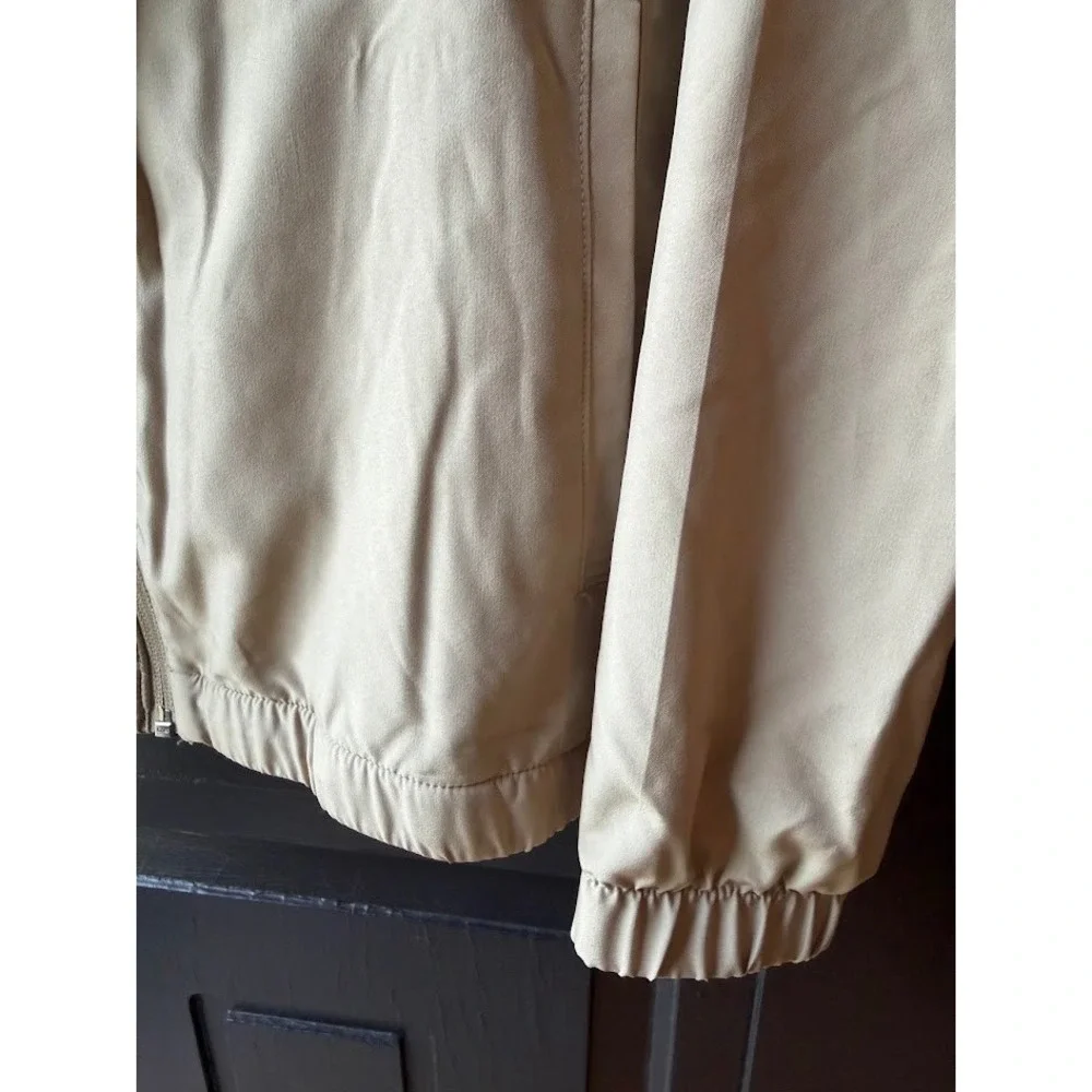 Adidas Golf Womens Tan Khaki Full Zip Windbreaker Jacket Mock Neck Small